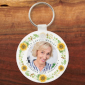 記念ひまわりパーソナライズされた写真葬儀 キーホルダー (正面)