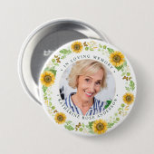 記念ひまわりパーソナライズされた写真葬儀 缶バッジ (正面&裏面)