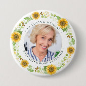 記念ひまわりパーソナライズされた写真葬儀 缶バッジ (正面)