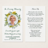 記念ひまわり葬式祈りの言葉カード（写真付） (正面&裏面)