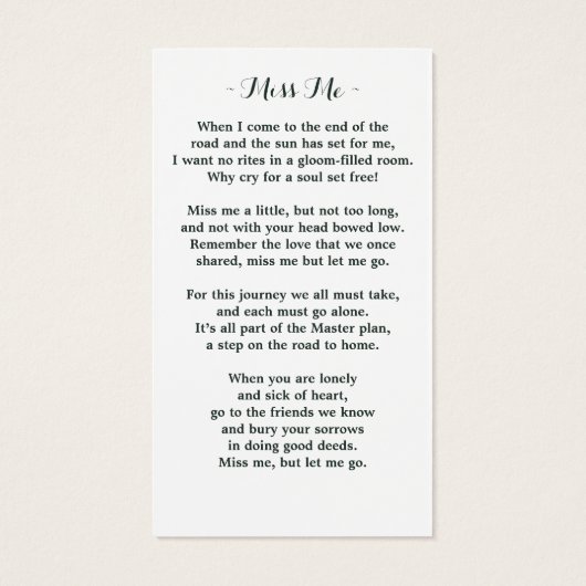 記念ひまわり葬式祈りの言葉カード（写真付） (裏面)