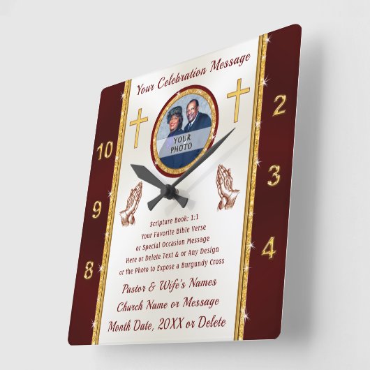 記念アイディア又は大事な行事 スクエア壁時計 (傾斜)