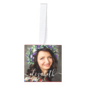 記念インラブメモリーエレガントのクラシック写真 キューブオーナメント (正面)