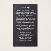 記念エレガント写真葬式祈りの言葉カード (裏面)