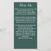 記念エレガント写真葬式祈りの言葉カード サンキューカード (裏面)