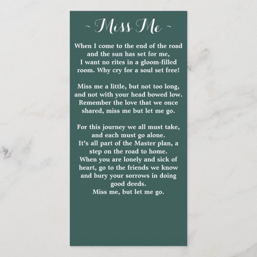 記念エレガント写真葬式祈りの言葉カード サンキューカード (裏面)