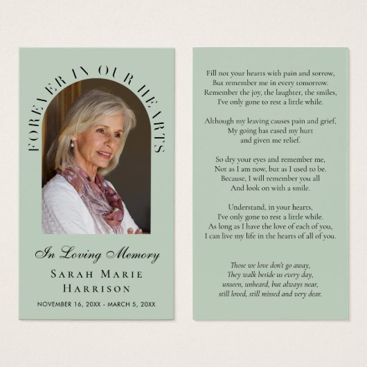 記念エレガント葬儀写真仙人祈りの言葉カード (正面&裏面)