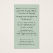 記念エレガント葬儀写真仙人祈りの言葉カード (裏面)