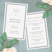 記念エレガント葬記念祈りの言葉カード