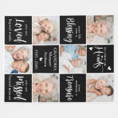 記念エレガント詩パーソナライズされた6写真コラージュ フリースブランケット (正面(横))