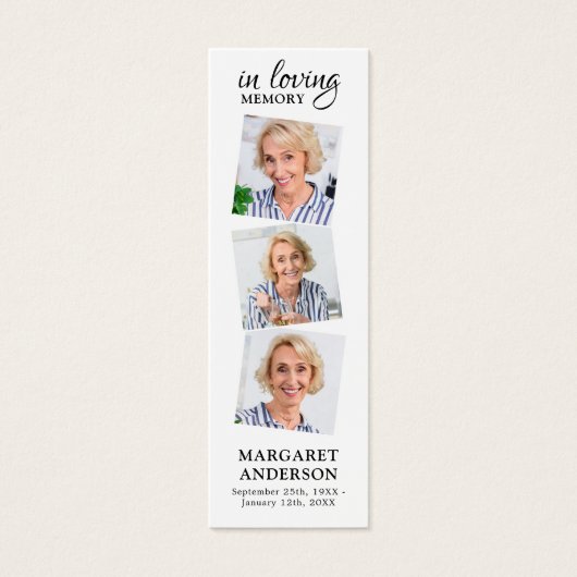 記念エレガント3写真葬儀詩ブックマーク (正面)
