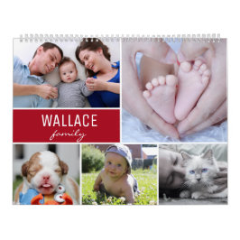 記念カスタム酒ファミリー写真新年メモリーレッド カレンダー