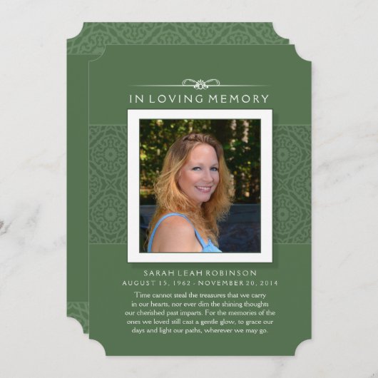 記念カーエレガントド-緑-人生の詩 案内状 (正面/裏面)