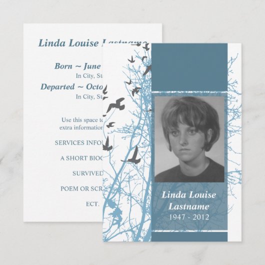 記念カード: 鳥をsilhouscreen 招待状 (正面/裏面)