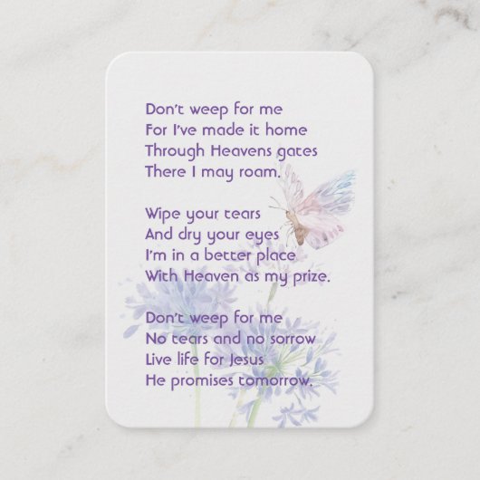 記念クリスチャン記念記念バタフライ 名刺 (正面)