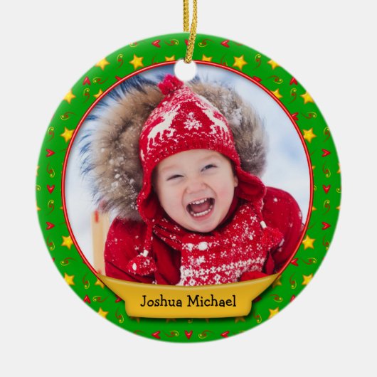 記念クリスマスメモリーズ・ハート&スター セラミックオーナメント (正面)