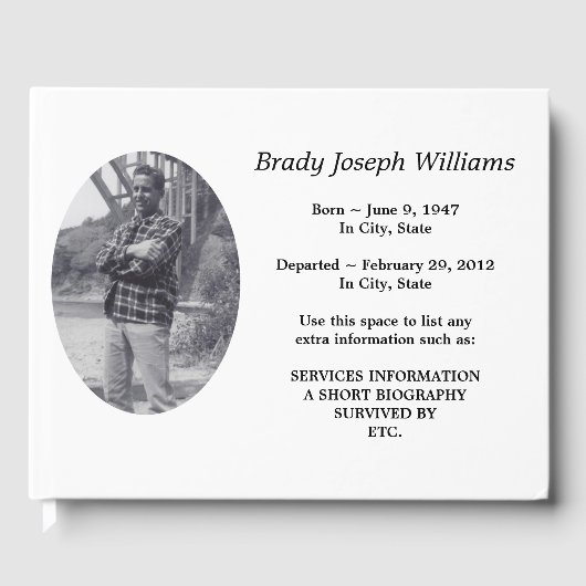 記念シンプルの葬儀の客書 ゲストブック (正面)