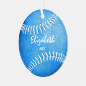 記念スポーツギフトガールズブルーsoftball メタルオーナメント (正面左)