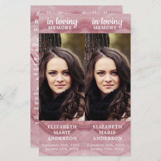 記念バラクォーツ2葬儀祈りの言葉しおり (正面/裏面)