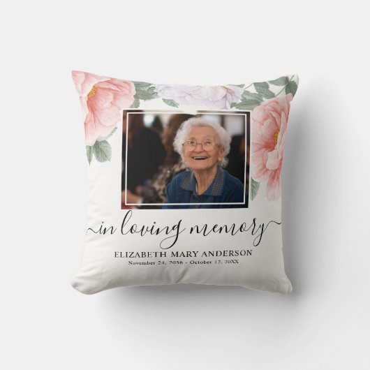 記念パーソナライズされたフローラ牡丹 クッション (正面)