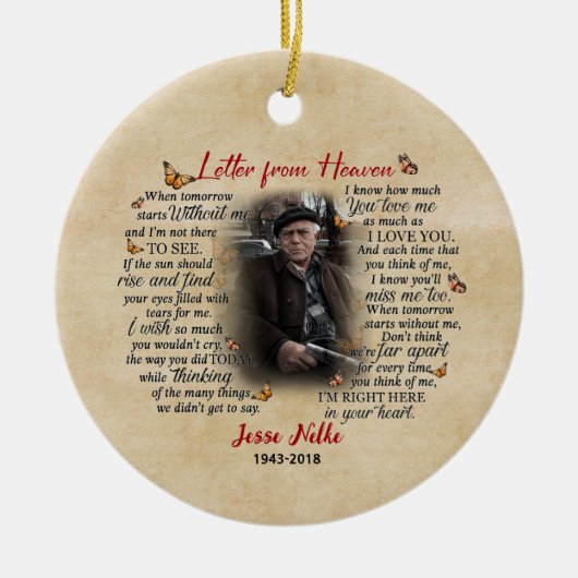 記念パーソナライズされた写真オーナメントの差出人 セラミックオーナメント (正面)