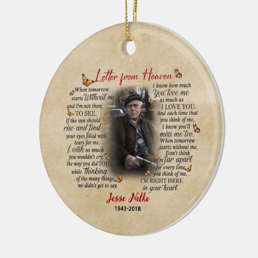 記念パーソナライズされた写真オーナメントの差出人 セラミックオーナメント (左)