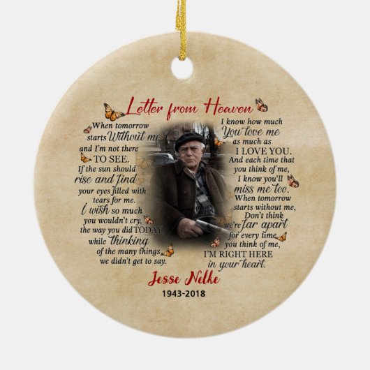 記念パーソナライズされた写真オーナメントの差出人 セラミックオーナメント (裏面)