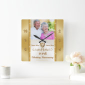 記念パーソナライズされた日の壁時計 スクエア壁時計 (ホーム)