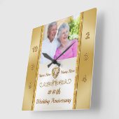 記念パーソナライズされた日の壁時計 スクエア壁時計 (傾斜)