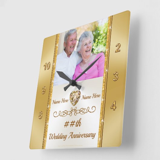 記念パーソナライズされた日の壁時計 スクエア壁時計 (傾斜)