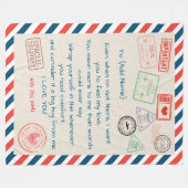 記念パーソナライズされた毛布ギフト – 航空便ギフト フリースブランケット (正面(横))