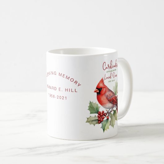 記念パーソナライズされた深紅色表示 コーヒーマグカップ (正面右)