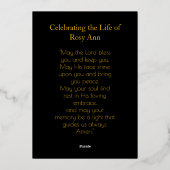 記念パーソナライズされた葬儀写真祈りの言葉カード 箔シーズンカード (裏面)