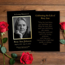 記念パーソナライズされた葬儀写真祈りの言葉カード