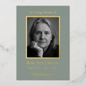 記念パーソナライズされた葬儀写真祈りの言葉カード 箔シーズンカード (正面)