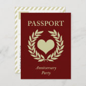 記念パーティーのパスポート インビテーションポストカード (正面/裏面)