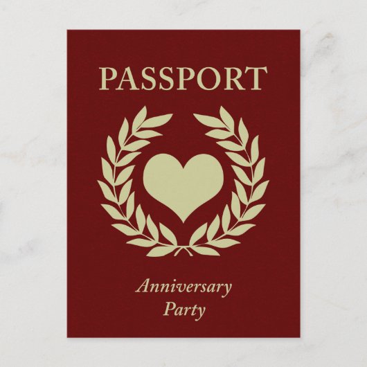 記念パーティーのパスポート インビテーションポストカード (正面)
