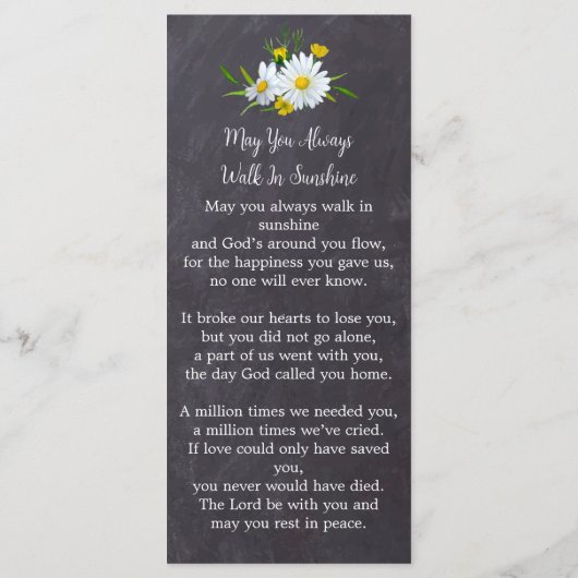 記念フローラ写真葬儀祈りの言葉しおりカード メニュー (裏面)