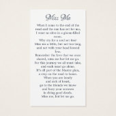 記念フローラ鳥歌葬儀祈りの言葉カード (裏面)