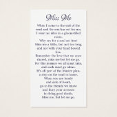 記念フローラ鳥葬祈りの言葉カード詩 (裏面)