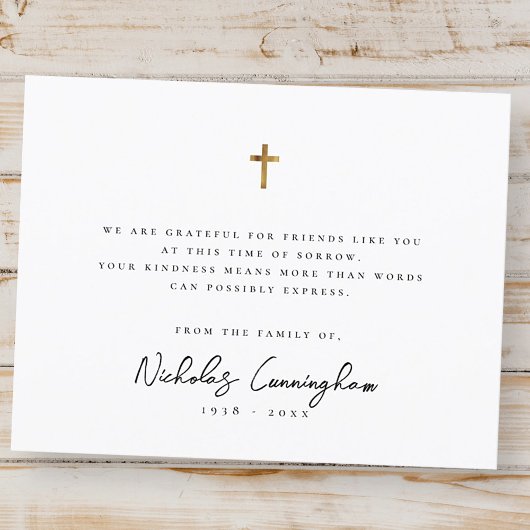 記念モダンエレガントシンプル金ゴールドクロス サンキューカード