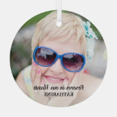 記念モダンシンプル記念写真ガラスホーン ガラスオーナメント (裏面)