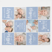 記念モダンパーソナライズされた家族数々の写真 フリースブランケット (正面(横))