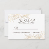 記念モダンフェイク金ゴールド観葉植物応答 出欠カード (正面)