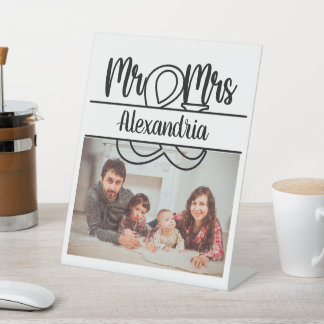 記念モダン会モノグラム夫妻の写真 台座サイン