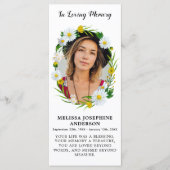 記念モダン写真フローラ葬儀祈りの言葉カード (正面)