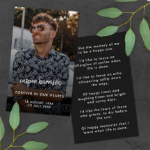 記念モダン写真葬儀詩祈りの言葉カード