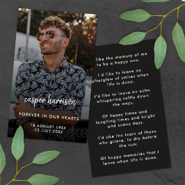 記念モダン写真葬儀詩祈りの言葉カード