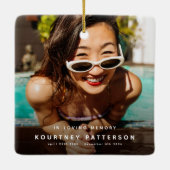 記念モダン写真記念クリスマス セラミックオーナメント (裏面)