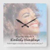 記念モダン引用文写真 スクエア壁時計 (正面)